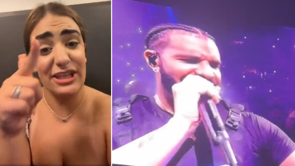 A video of a woman throwing a 36G bra at Drake during his concert goes viral. The unidentified attendee comes forward and shares her side of the story. 