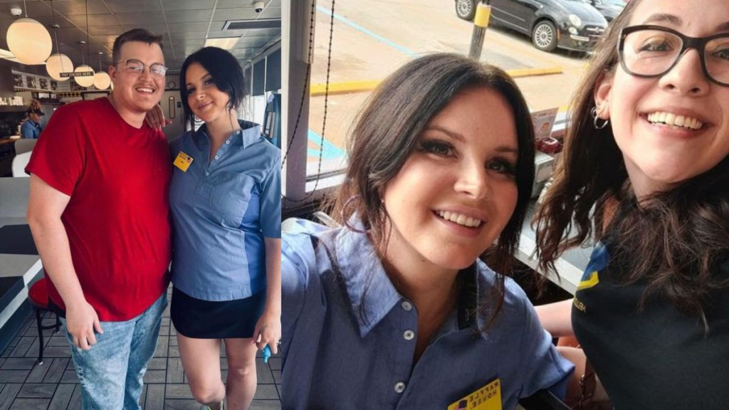  Lana Del Rey has been spotted working at a Waffle House in Alabama, sparking speculation about why she's in the state. The singer has been seen at other locations in Alabama, including a Starbucks and a nail salon. It's unclear what Del Rey is up to in Alabama, but some fans believe she may be filming a new music video.