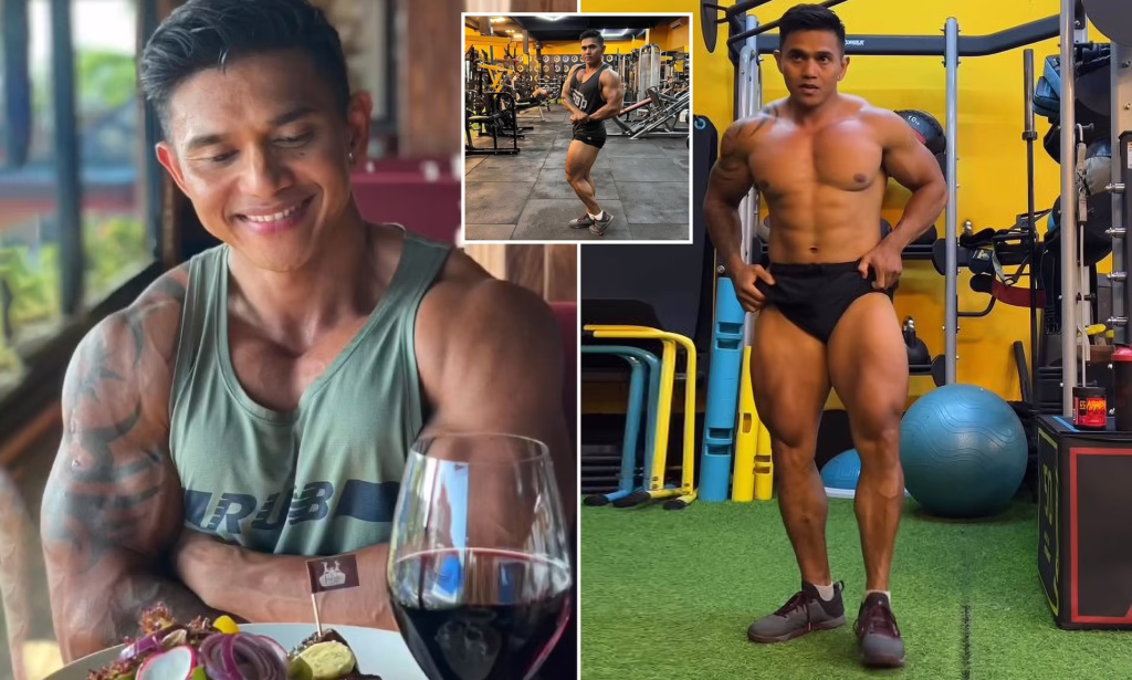  Justyn Vicky, a bodybuilder in Bali, has died at the age of 33 after a weightlifting accident. He was squatting weights in excess of 180 kilograms (nearly 400 pounds), with a spotter behind him, when he failed to complete the lift and fell forward, cascading the weight bar off his shoulders and snapping his neck and head forward. Vicky was pronounced dead at the hospital.