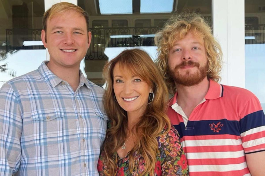 "Renowned actress Jane Seymour shares a rare family moment, capturing her 27-year-old twin sons, Kristopher and John, in a heartwarming snapshot."

