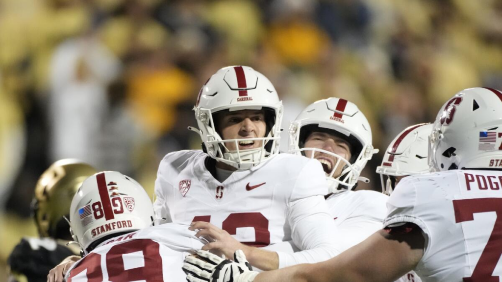 "Elic Ayomanor's breathtaking overtime touchdown catch for Stanford against Colorado is the talk of college football."
