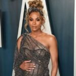 "Join Ciara in the final stretch of her stylish pregnancy journey, as she showcases her baby bump in a monochromatic masterpiece. A tale of glamour, love, and anticipation."