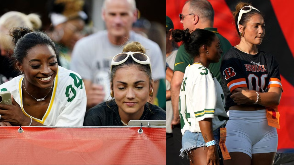 Simone Biles steals the spotlight as she cheers on husband Jonathan Owens at the Packers-Chiefs game, showcasing unwavering support and love.
