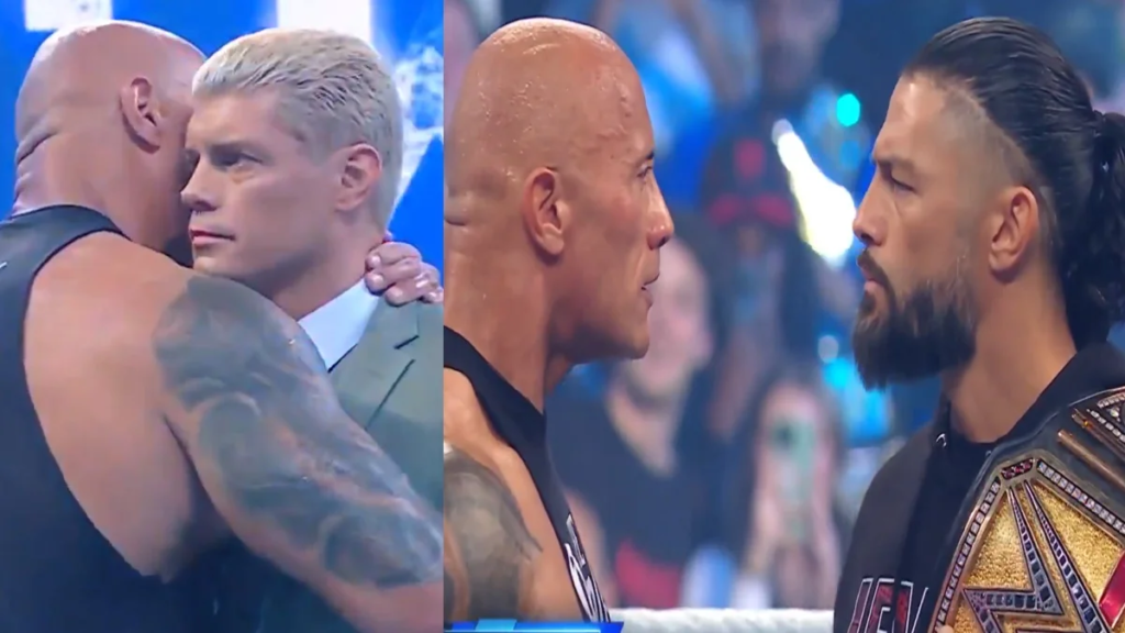 "Relive the intense SmackDown action on Feb. 2, 2024, where legends clashed as The Rock and Roman Reigns went toe-to-toe. Meanwhile, Cody Rhodes made a bold statement by shunning The Tribal Chief in a night filled with unexpected twists."





