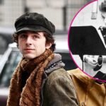 Timothée Chalamet steps into the shoes of young Bob Dylan as he's photographed on the New York set of the eagerly anticipated biopic.