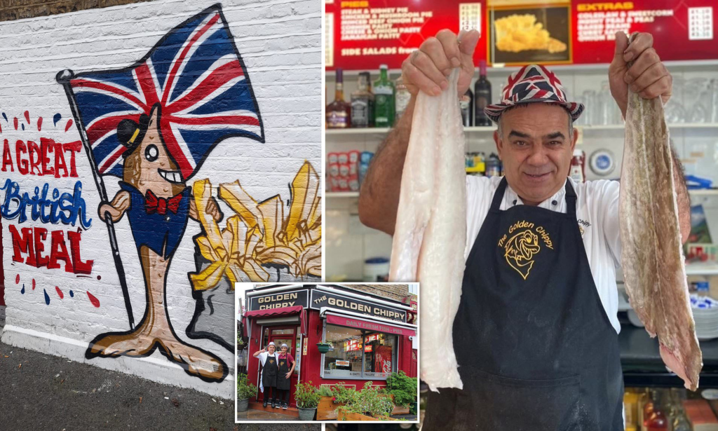 London's renowned Golden Chippy is ordered to take down its Union flag mural, sparking debates over patriotism and cultural representation.

