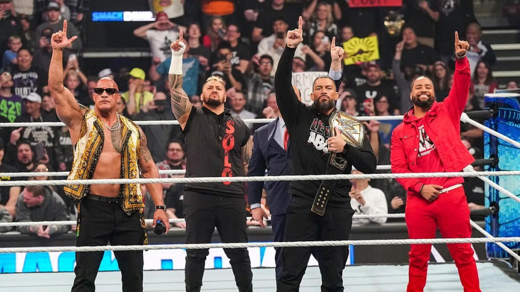 "Explore the dynamics as The Rock joins The Bloodline. Real-life ties and a potential addition unravel. WrestleMania 40's main event hints await!"
