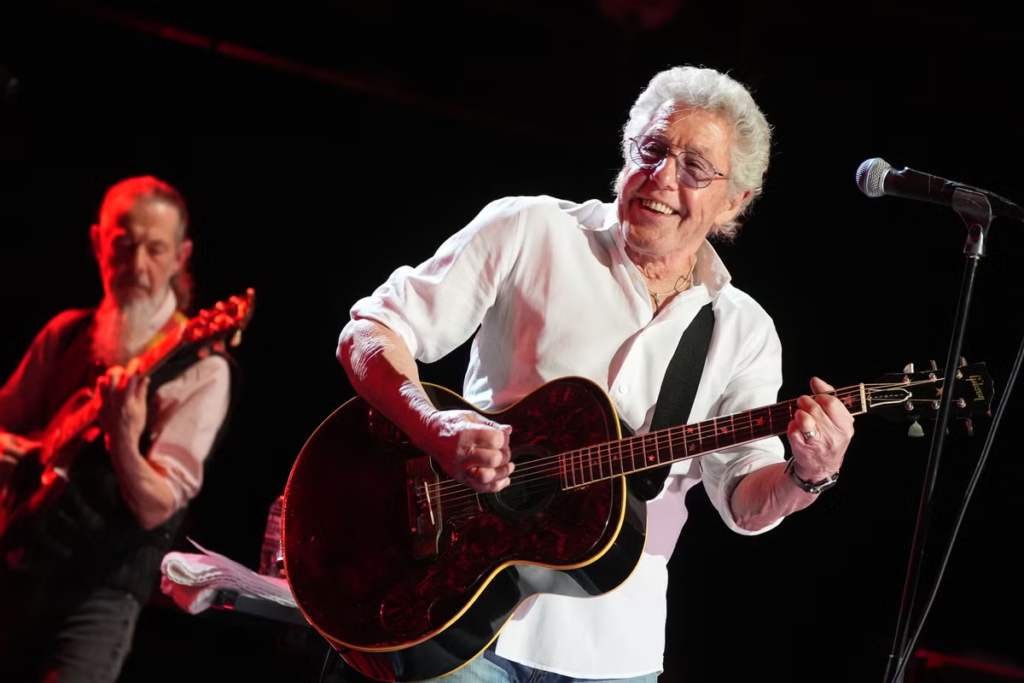 Roger Daltrey, Eddie Vedder, and Robert Plant deliver a legendary rendition of "Baba O'Riley" in a grand finale concert.

